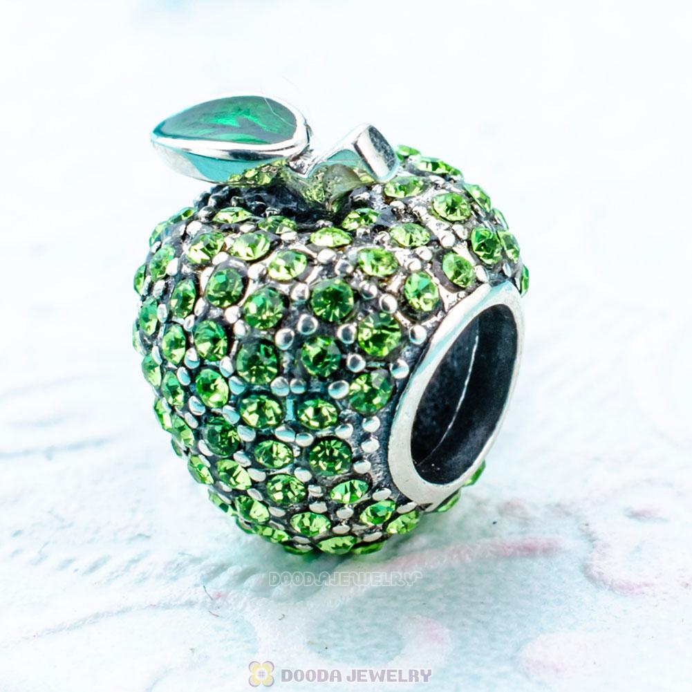 Sparkling Apple Charm with Green Crystal