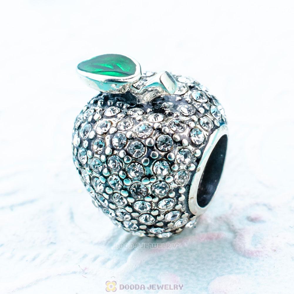 Sparkling Apple Charm with Clear Crystal