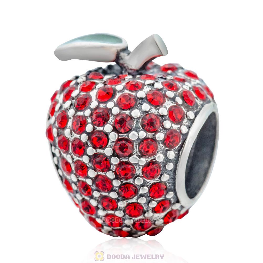 Sparkling Apple Charm with Red Crystal
