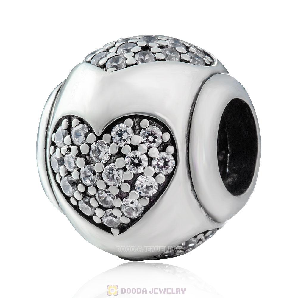 True Love Charm 925 Sterling Silver Clear CZ Bead