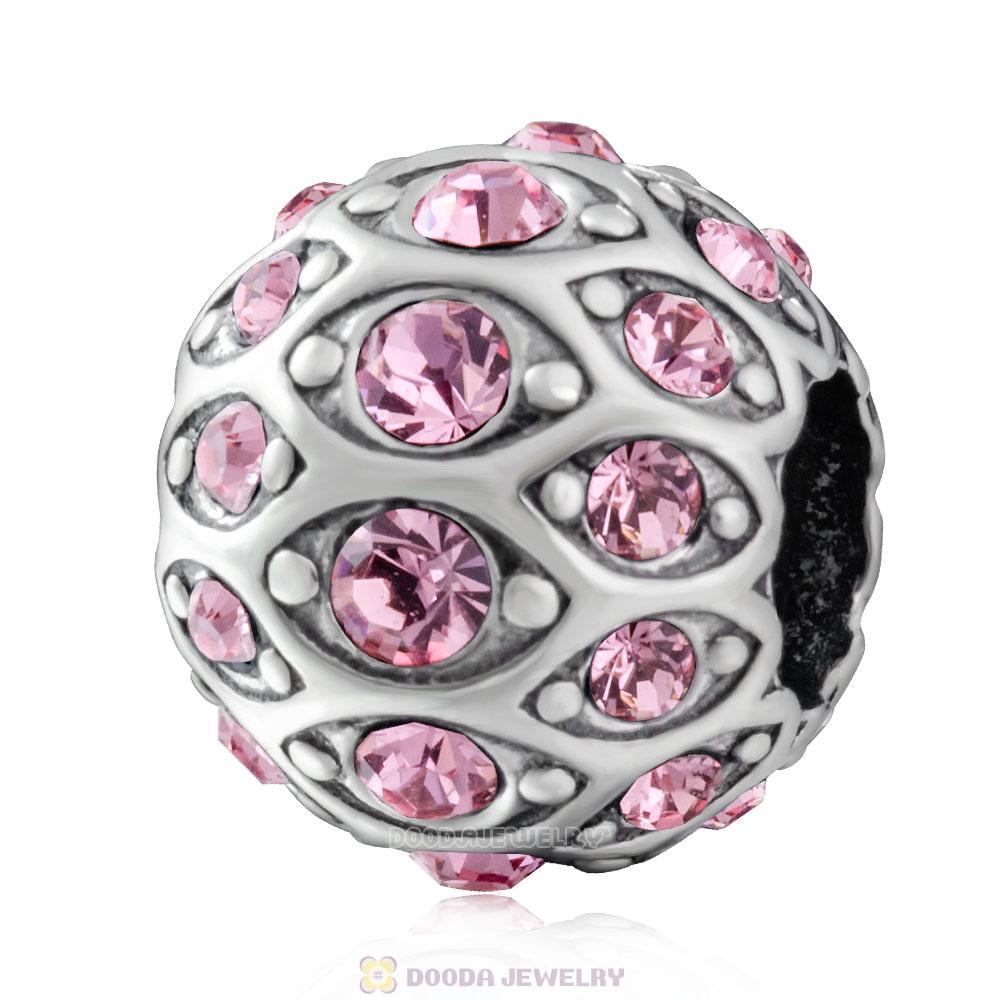 Pave Evil Eye Charm Bead with Pink Austrian Crystal