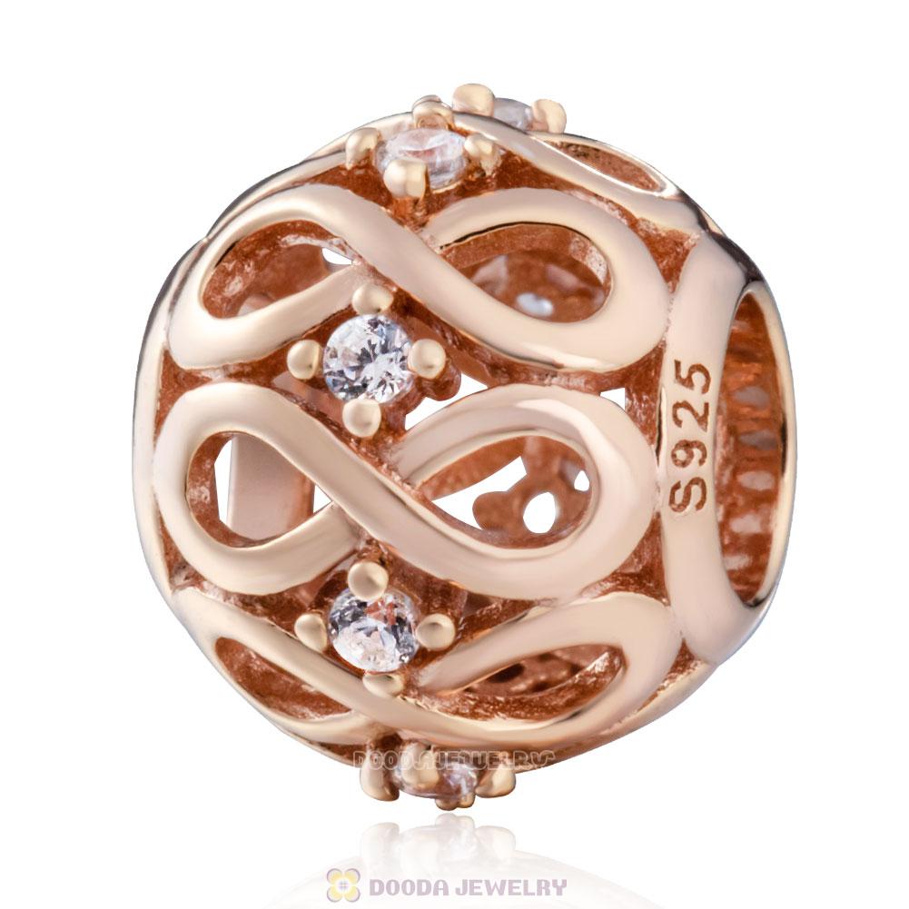 Rose Gold Infinity Shine Charm with White Zirconia