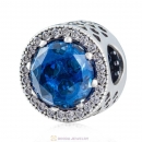 Midnight Blue Radiant Hearts Charm 925 Sterling Silver