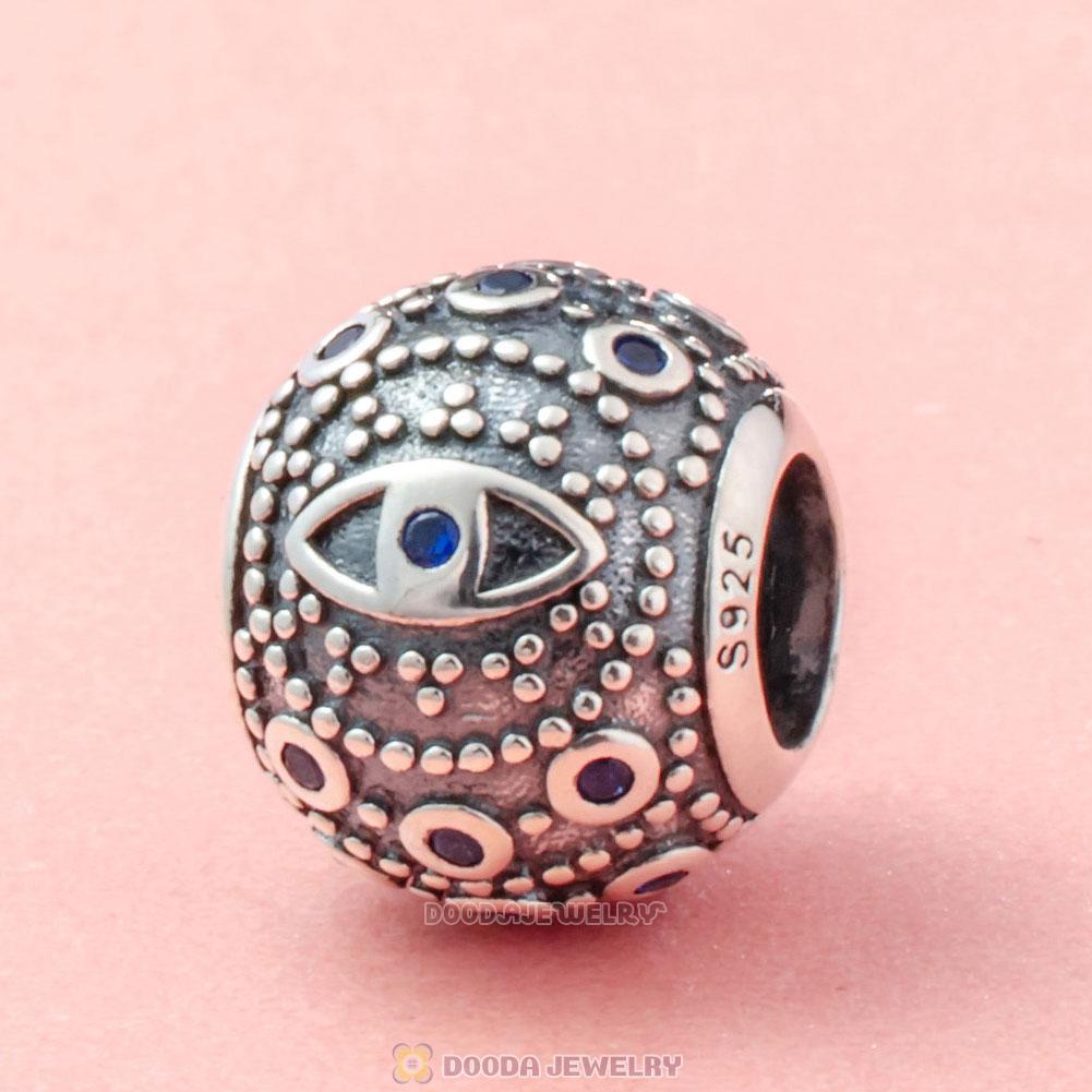 Evil Eye Charm Bead with Sapphire Zircon