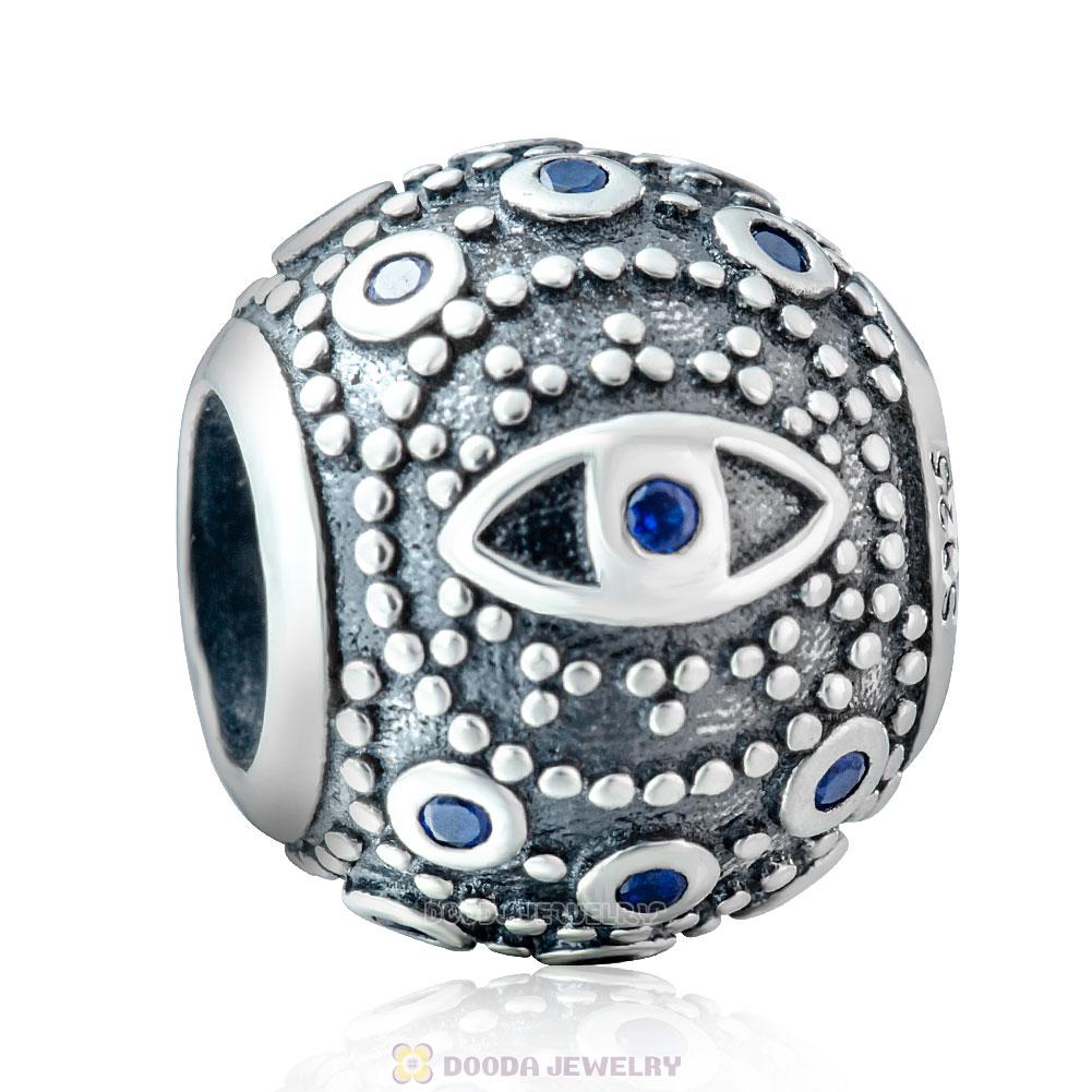 Evil Eye Charm Bead with Sapphire Zircon