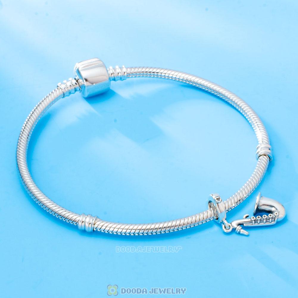 Love Music Saxophone Dangle Charms 925 Sterling Silver