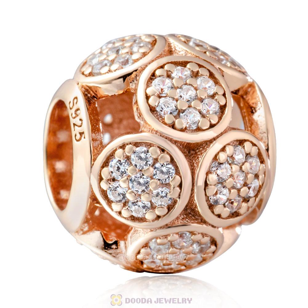Rose Gold Whimsical Lights Charm Bead with White Zircon