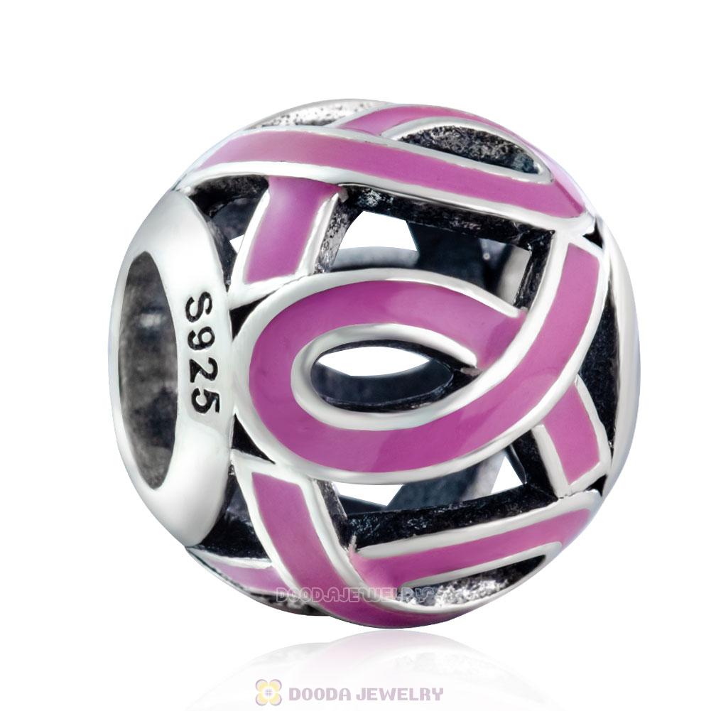 Breast Cancer Awareness Pink Ribbon Charms with Enamel