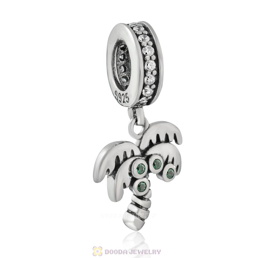 Palm Tree Charms with Green Zircon Stone 