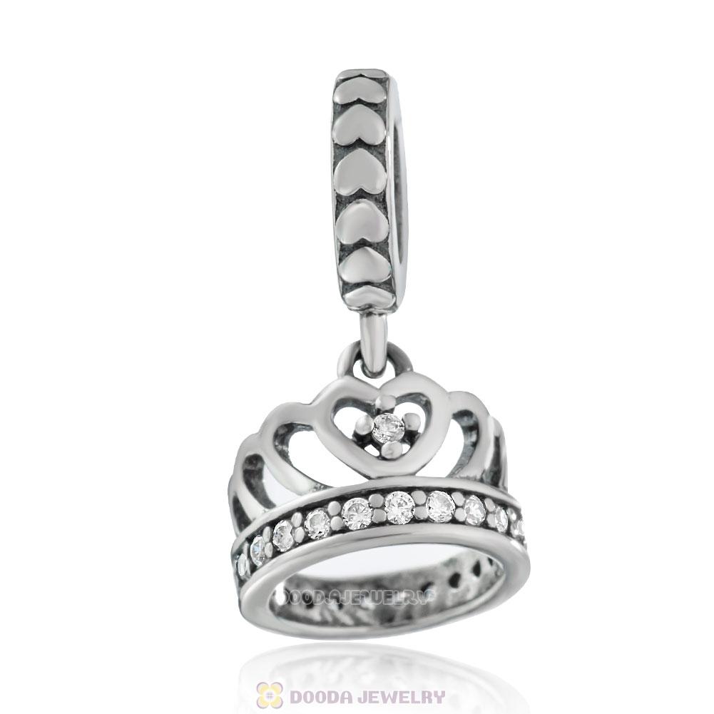Princess Crown Dangle Charm with White Zircon