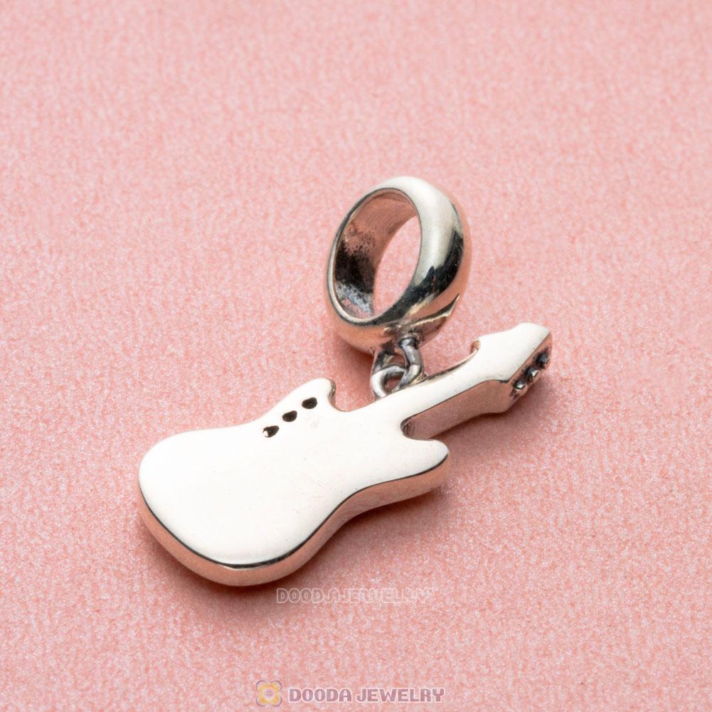 Dangle Guitar Charm with White Zircon