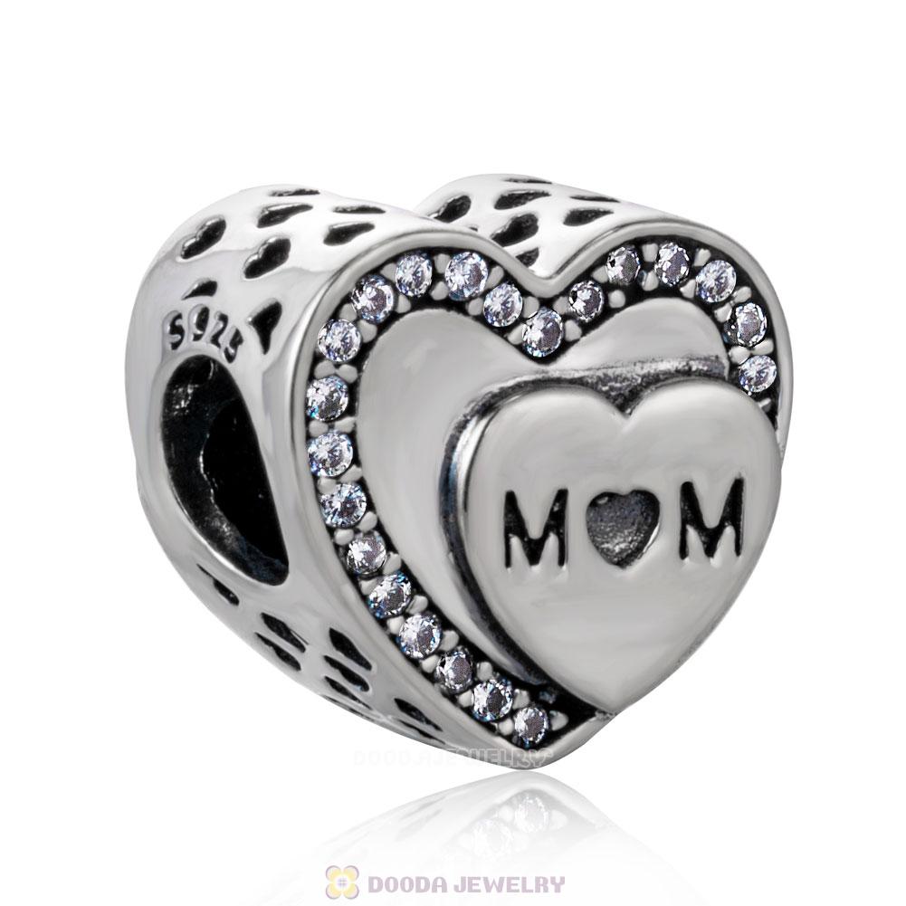 Tribute to Mom Charm Beads with White Zircon