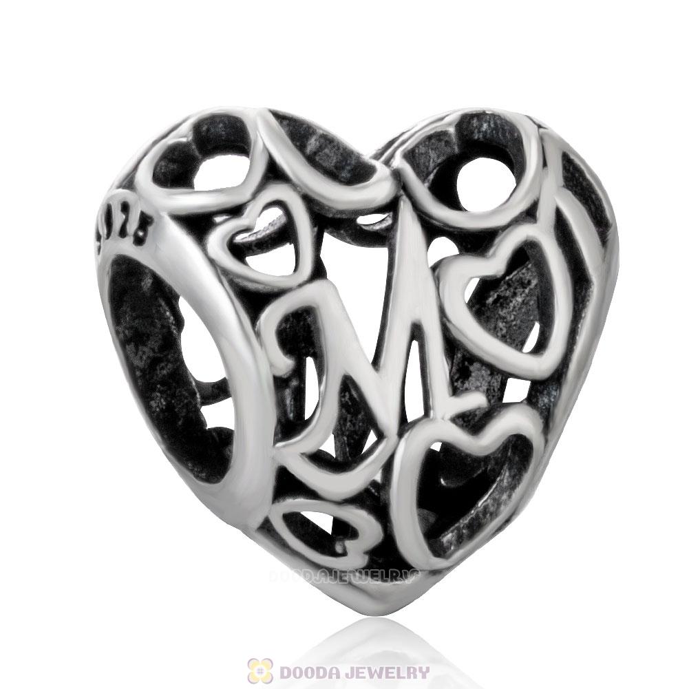 Heart Mom Motherly Openwork Love Charm