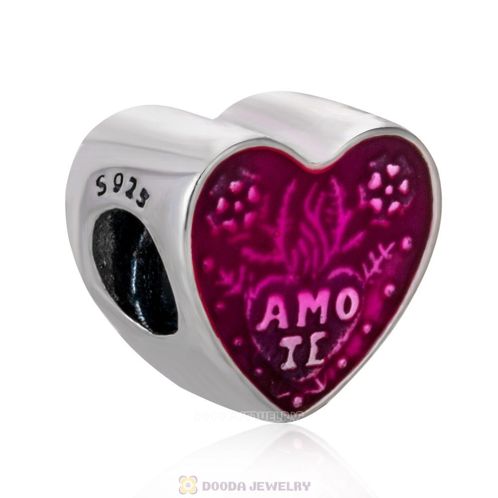 Latin Love Amo TE Heart Charm for Valentines
