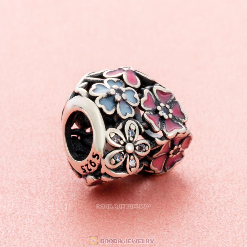 Poetic Blooms Flower Heart Charm with Enamel