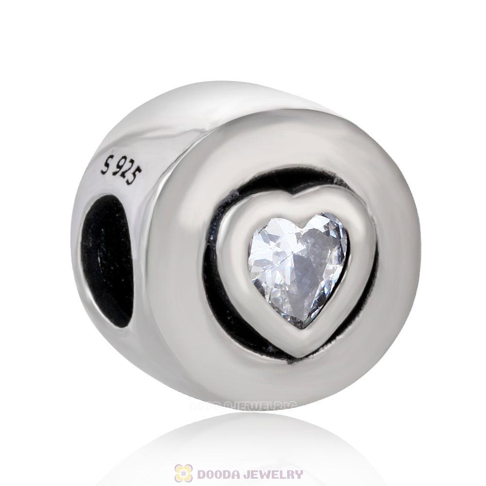 Forever Love Charm Bead with White Zircon Heart