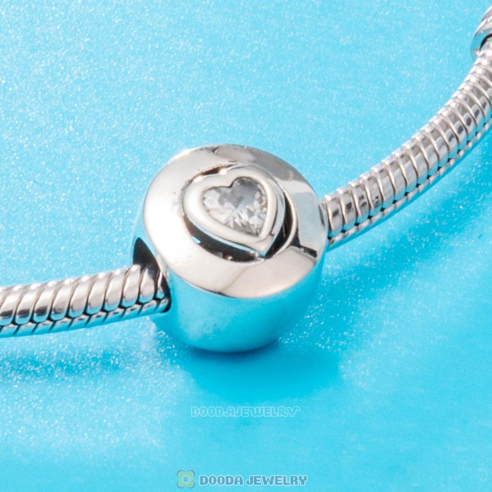 Forever Love Charm Bead with White Zircon Heart