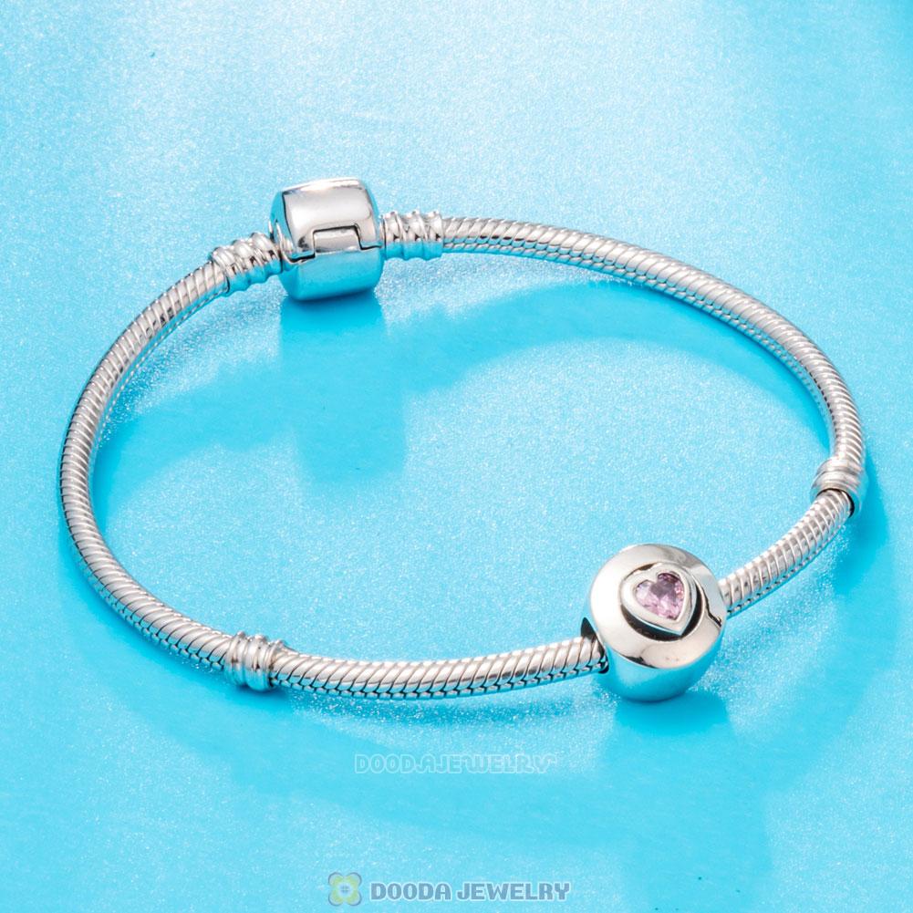 Forever Love Charm Bead with Pink Zircon Heart