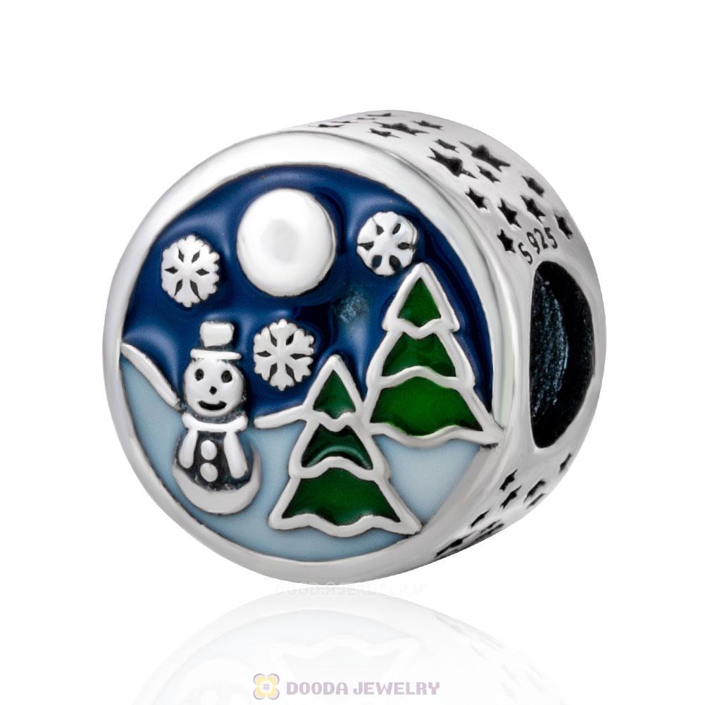 Christmas Snowman Tree Enamel Charm Beads