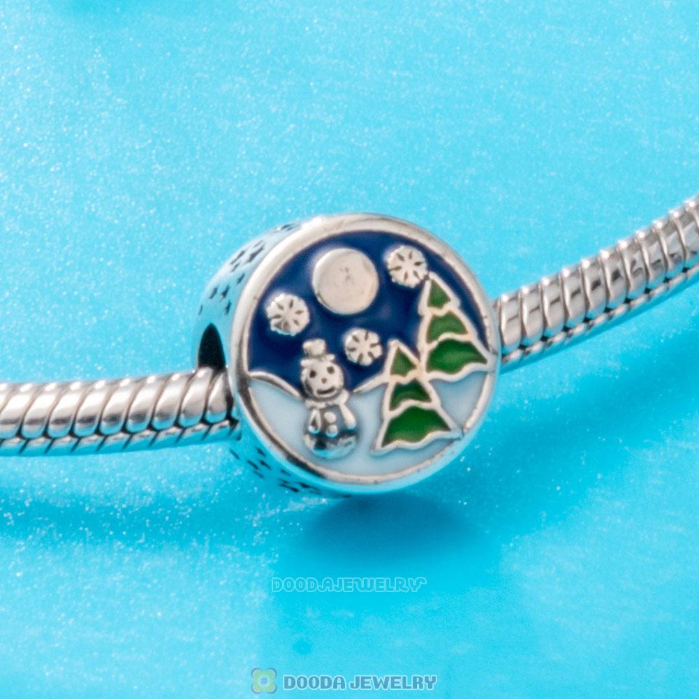 Christmas Snowman Tree Enamel Charm Beads