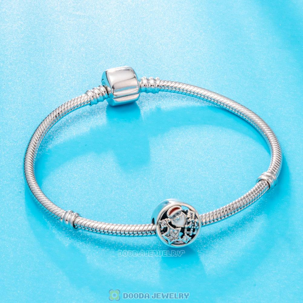 Christmas Santa Gift Enamel and Clear cz Charm Beads