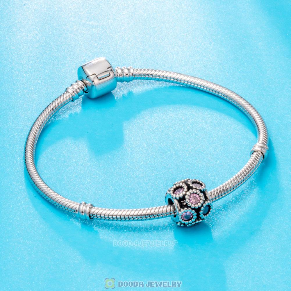 Openwork Sparkling Circles Charm with Pink CZ