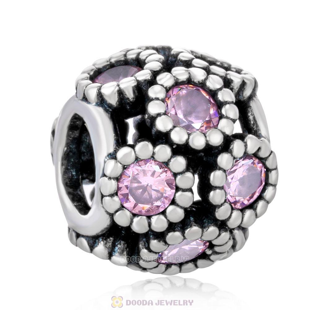 Openwork Sparkling Circles Charm with Pink CZ