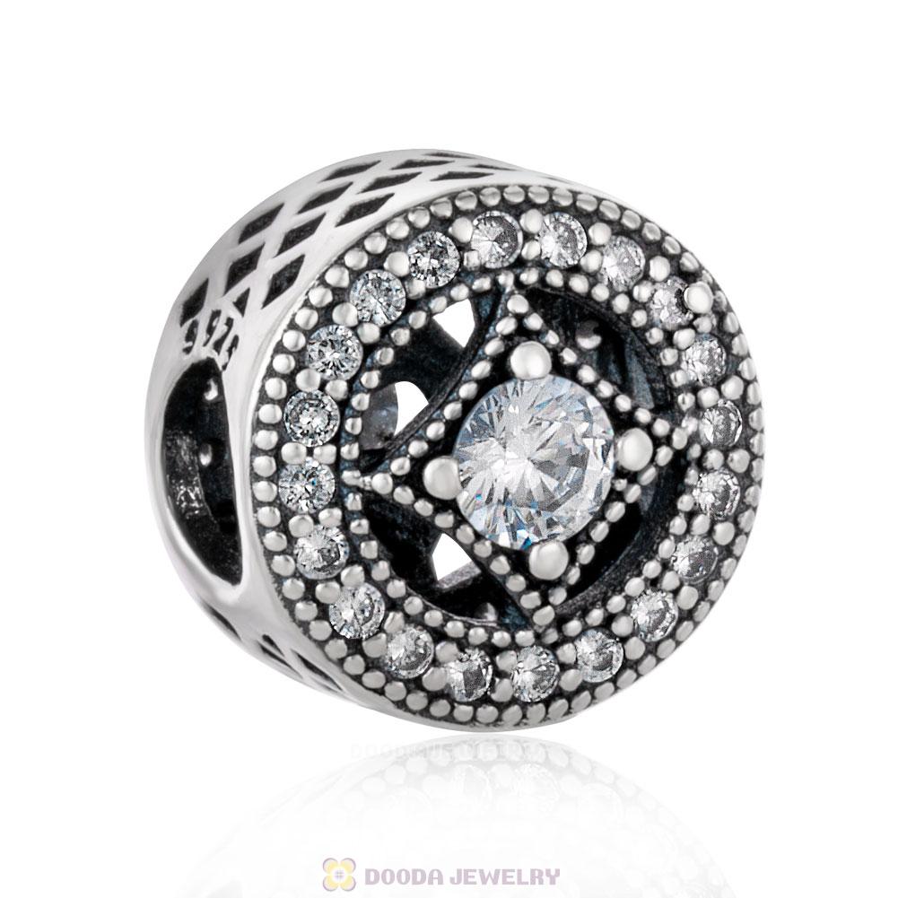 Geometry with Clear CZ Button Charm