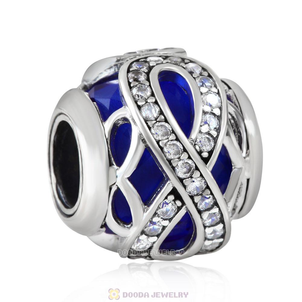 Sparkling Infinite Love Round Charm Sapphire Rhinestones