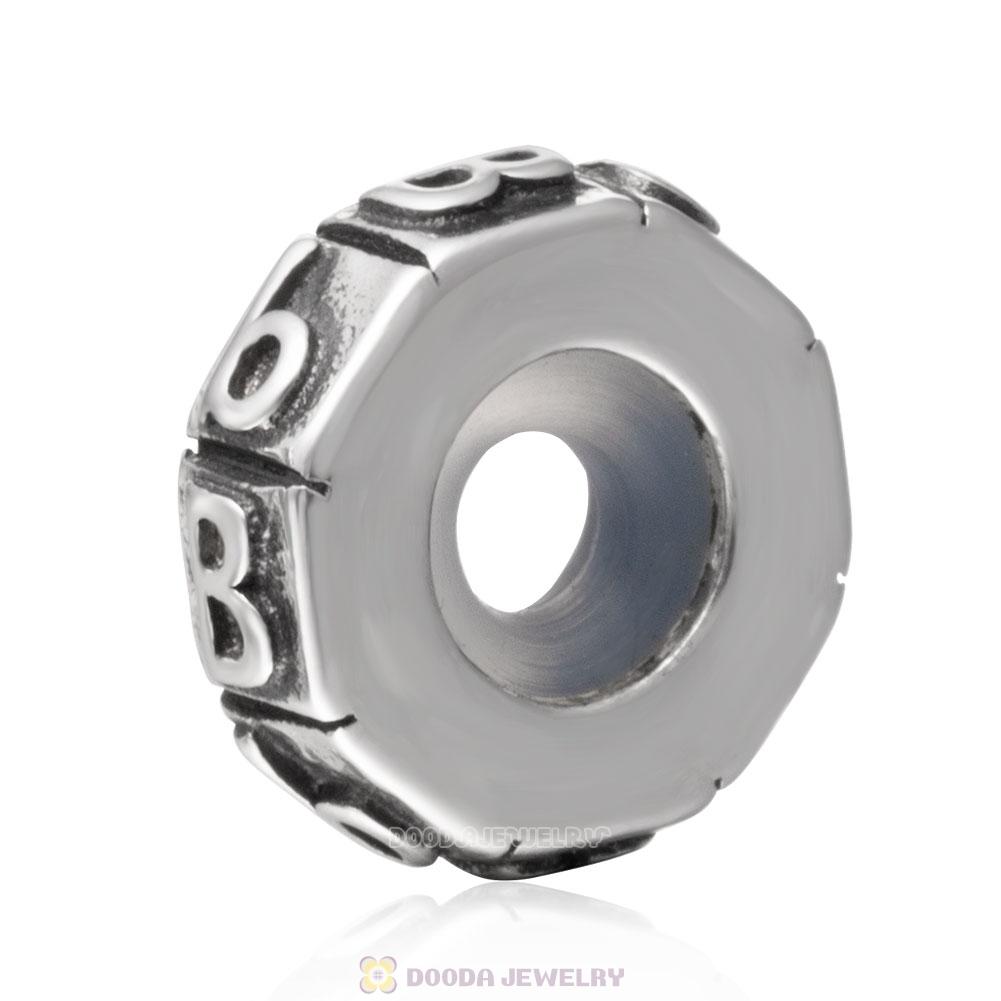 Alphabet Letter B 925 Sterling Silver Rubber Stopper Beads 