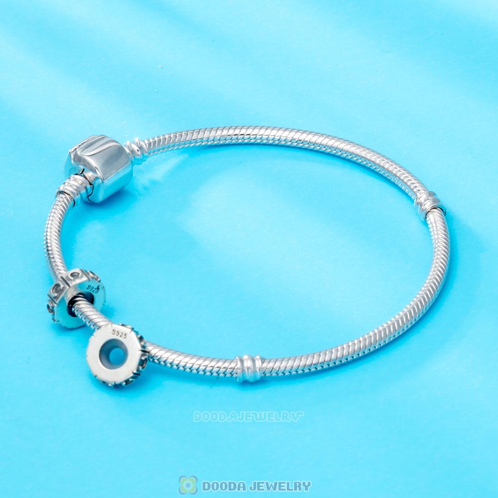 Alphabet Letter C 925 Sterling Silver Rubber Stopper Beads 