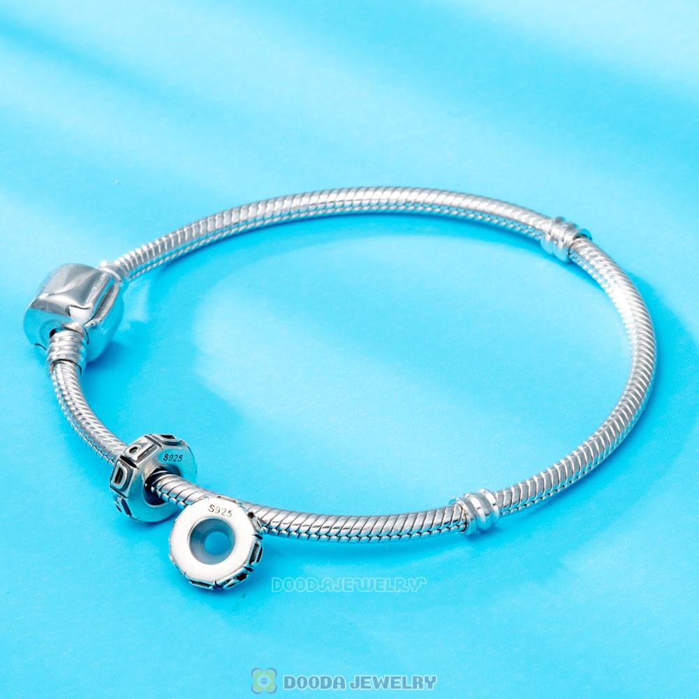 Alphabet Letter D 925 Sterling Silver Rubber Stopper Beads 