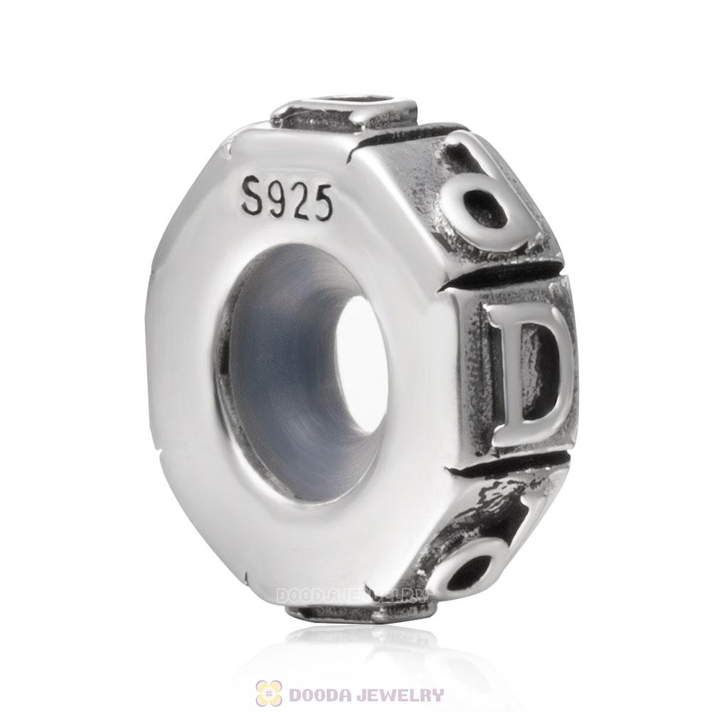 Alphabet Letter D 925 Sterling Silver Rubber Stopper Beads 