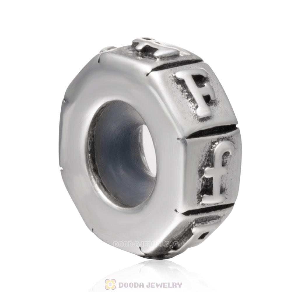 Alphabet Letter F 925 Sterling Silver Rubber Stopper Beads 