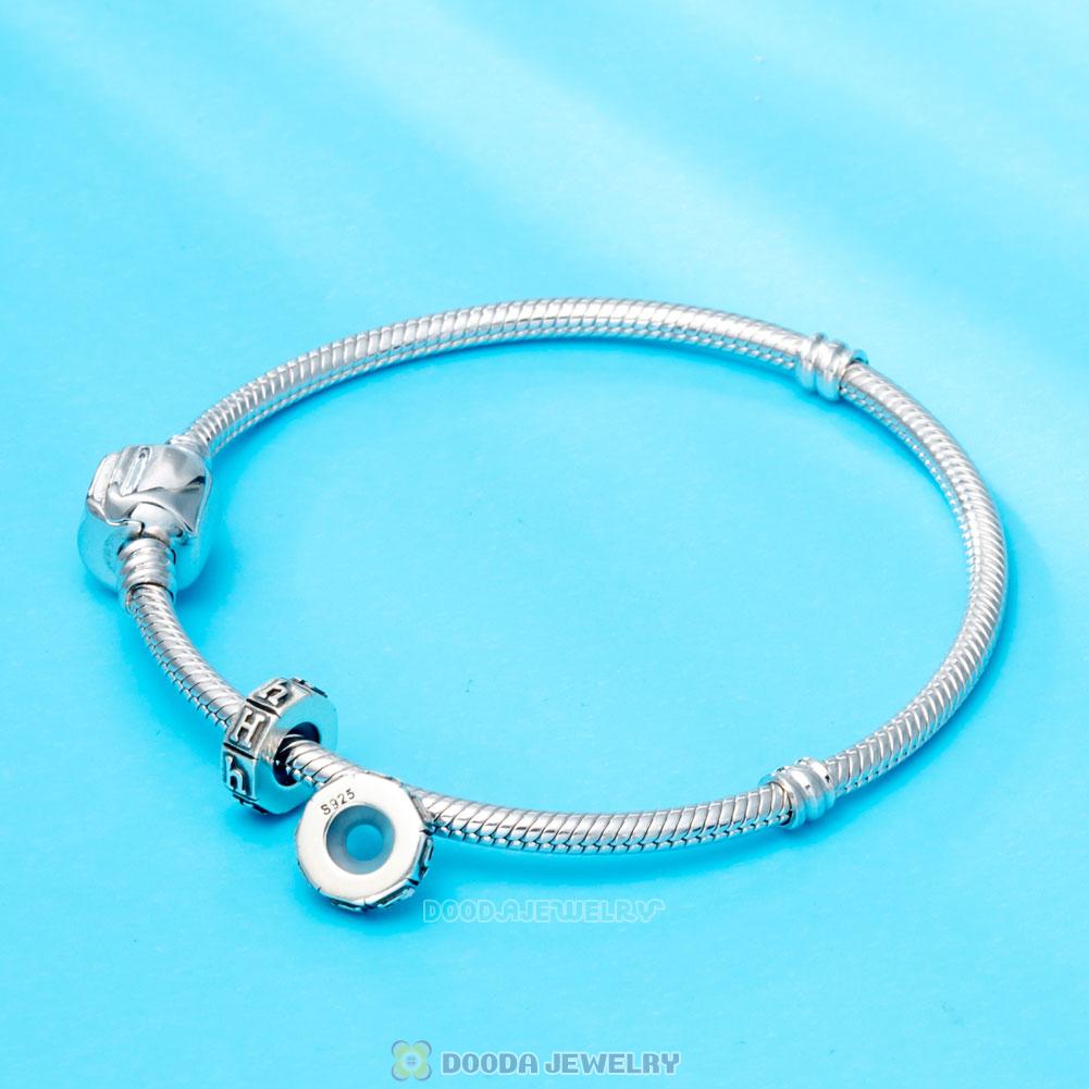 Alphabet Letter H 925 Sterling Silver Rubber Stopper Beads 