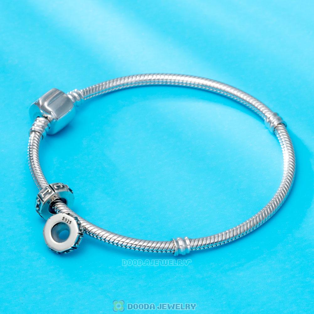 Alphabet Letter T 925 Sterling Silver Rubber Stopper Beads 