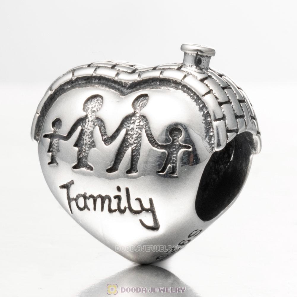 925 Sterling Silver Family House Heart Charm