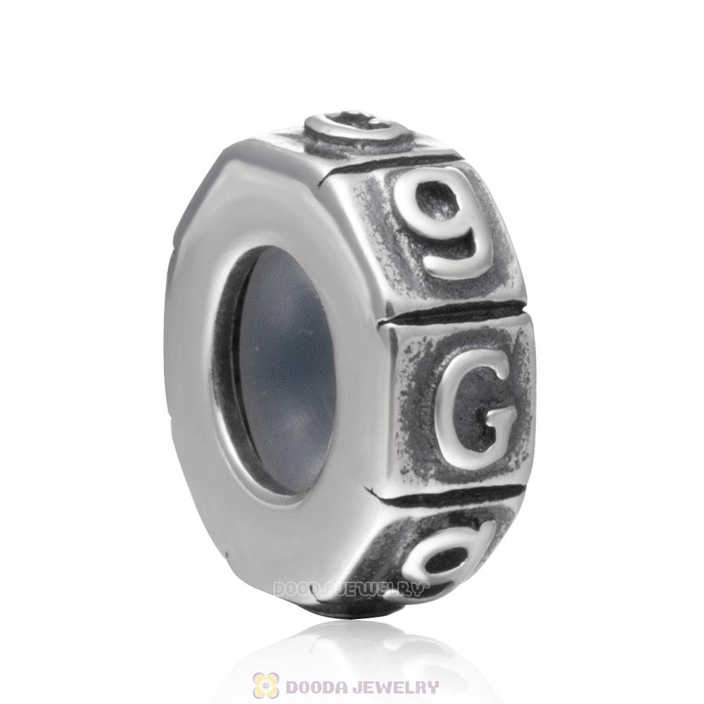 Alphabet Letter G 925 Sterling Silver Rubber Stopper Beads