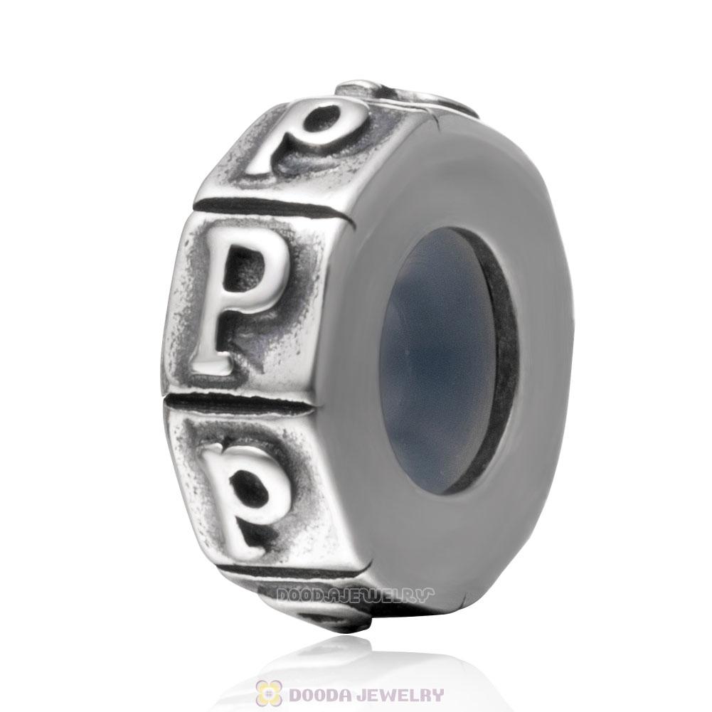 Alphabet Letter P 925 Sterling Silver Rubber Stopper Beads 