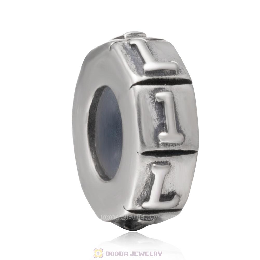 Alphabet Letter L 925 Sterling Silver Rubber Stopper Beads 