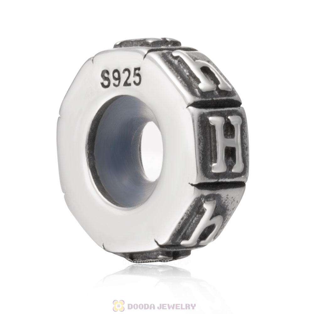 Alphabet Letter H 925 Sterling Silver Rubber Stopper Beads 
