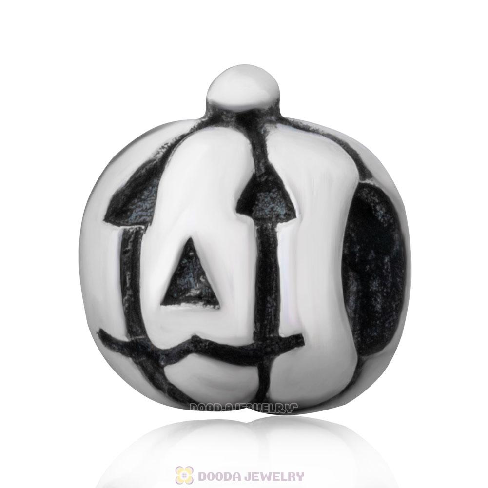 European Style Jack-O-Lantern Silver Beads For Thanksgiving