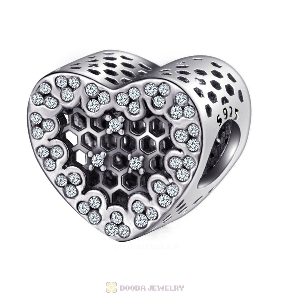 Shine Honeycomb Lace Heart Shape Charms