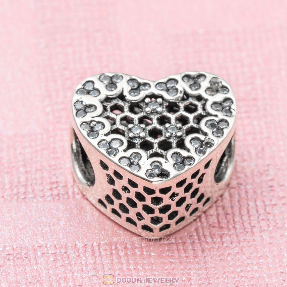 Shine Honeycomb Lace Heart Shape Charms