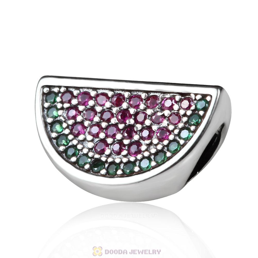 Watermelon Dangle Charm with Green Cubic Zirconia