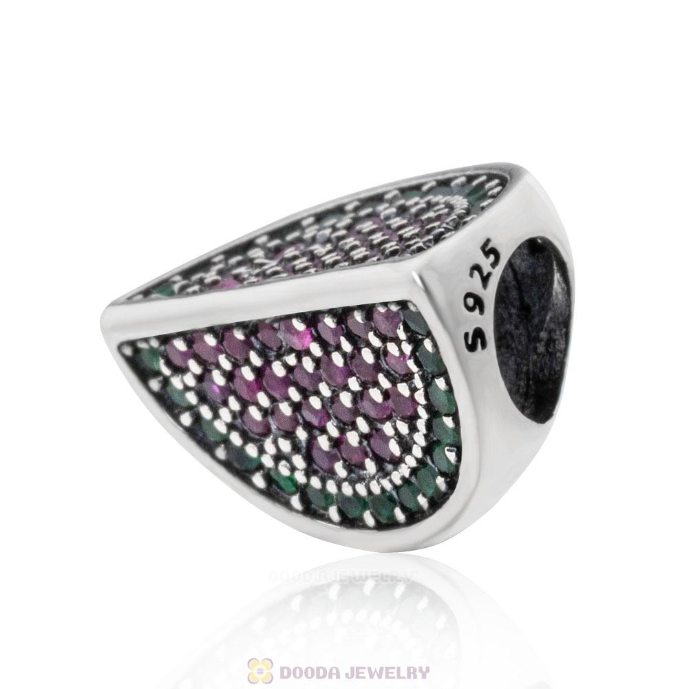 Watermelon Dangle Charm with Green Cubic Zirconia