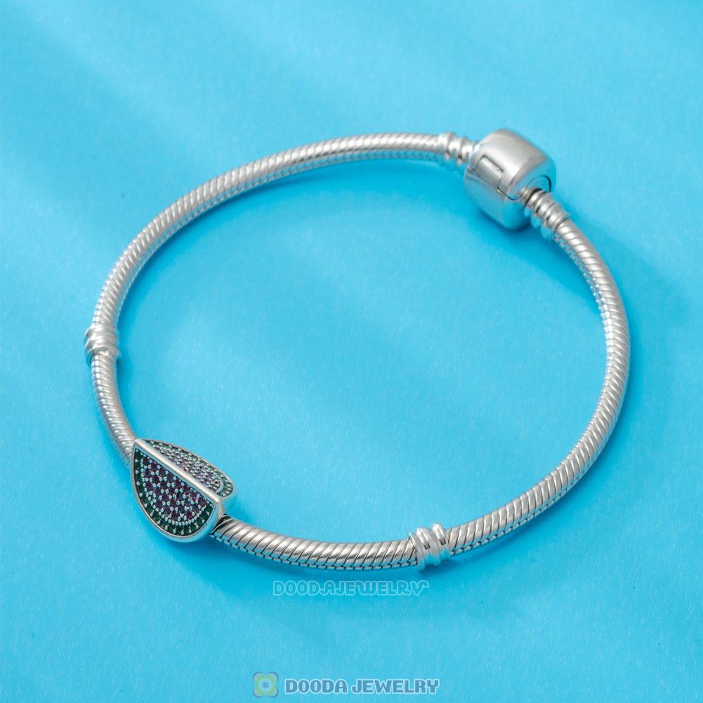 Watermelon Dangle Charm with Green Cubic Zirconia