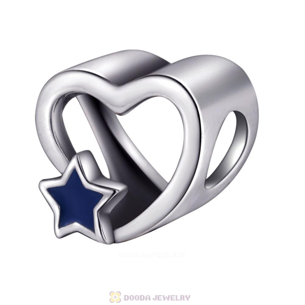 Heart and Star Charm with Blue Enamel