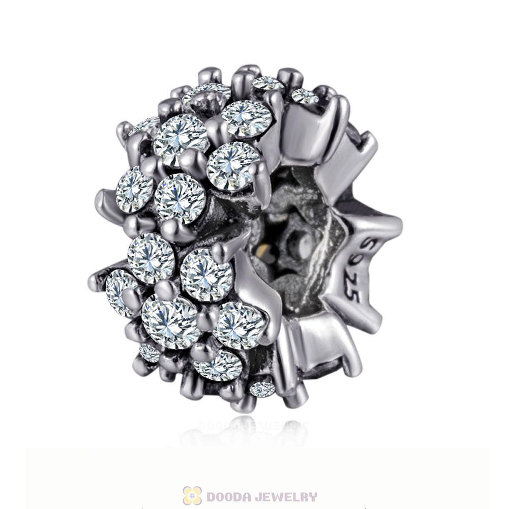 Forget Me Not Flower Spacers in Sterling Silver with Clear CZ