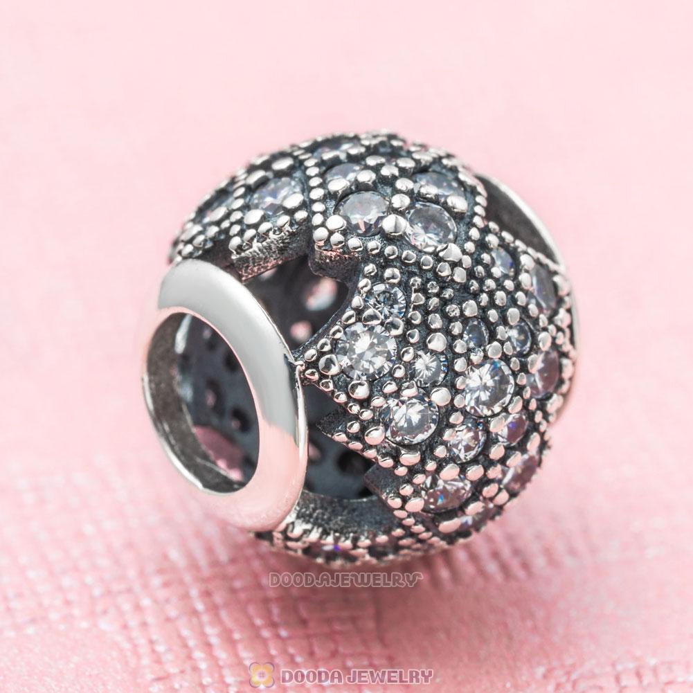 Openwork Charm Bead in Sterling Silver with Clear CZ